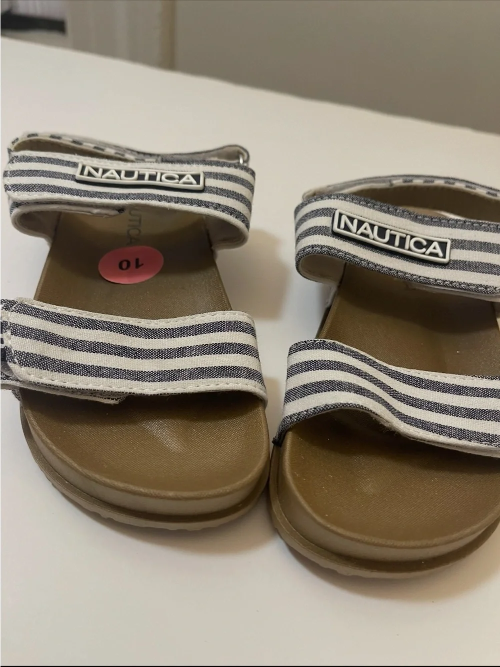 Nautica Kids Navy Stripe Adjustable Sandals size 10 new